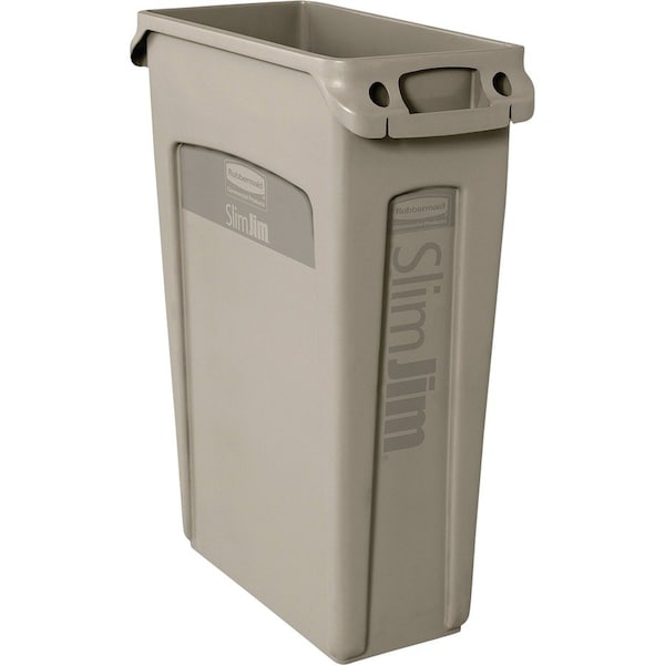 23 gal Rectangular Slim-Profile Plastic Can, Beige, 11 in